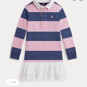 Polo by Ralph Lauren Woven-Skirt Striped Cotton Rugby Dress New With Tags